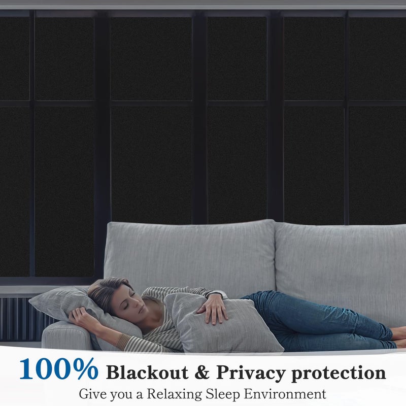 DUOFIRE Blackout Window Film Sun Blocking White Black Window Privacy Film Non Adhesive Static Cling Removable Windows Tint Anti -Glare Day Sleep Windows Tinting Films for Home, Office(17.4 x 78.7 in) - Image 2